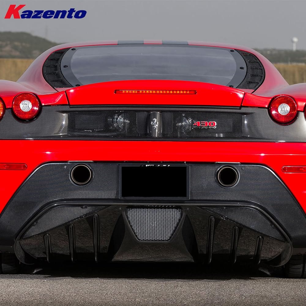 Kazento For Ferrari F430 430 05-09 1K Carbon Fiber Rear Bumper Garnish Replacement