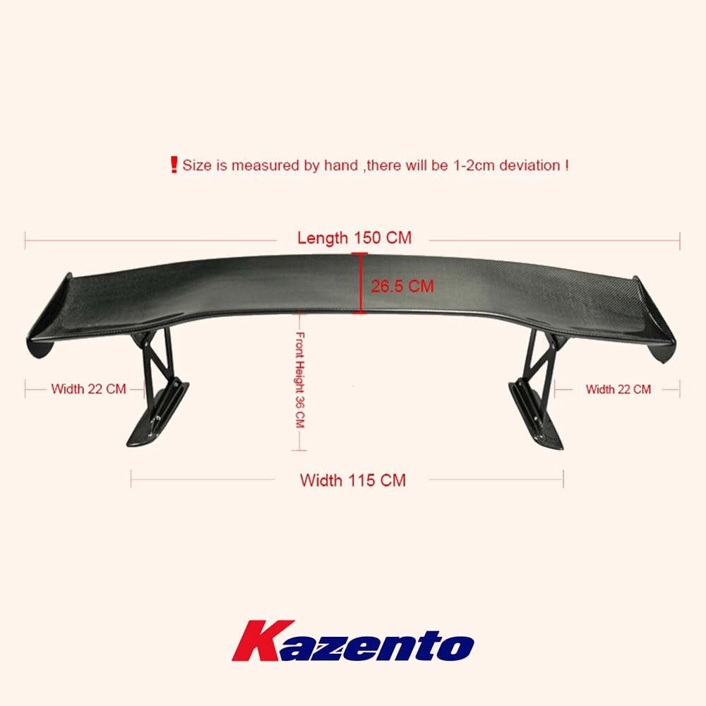 Kazento For For HONDA Civic FD2 JS Style Partial Carbon Fiber Rear GT Spoiler 140cm Length Kazento Carbon Parts 车身侧板 FD2-RS-JS-140-P31