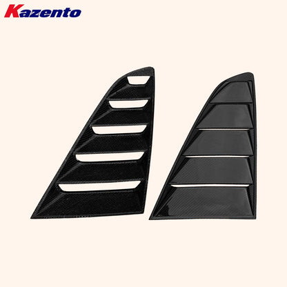 Kazento For Ford Mustang 2 Door 2015-17 Carbon Fiber KZ Style Window Louvers Pair 2pcs