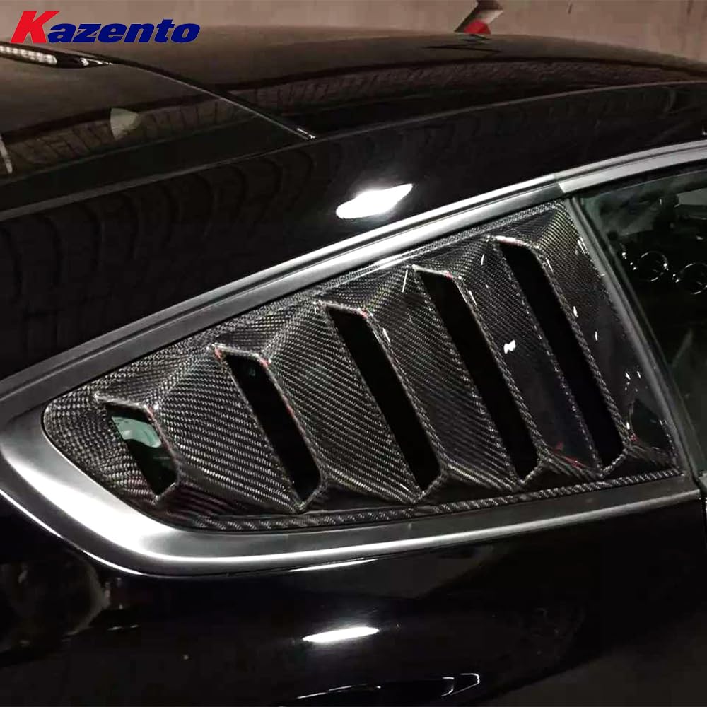 Kazento For Ford Mustang 2 Door 2015-17 Carbon Fiber KZ Style Window Louvers Pair 2pcs
