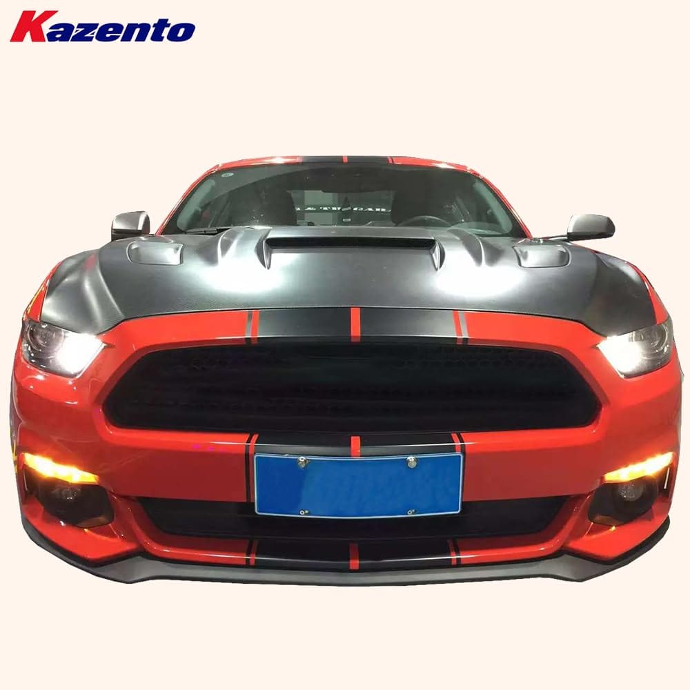 Kazento For Ford Mustang 2 Door 2015-17 Carbon KZ Style Front Vented Cooling Hood Bonnet