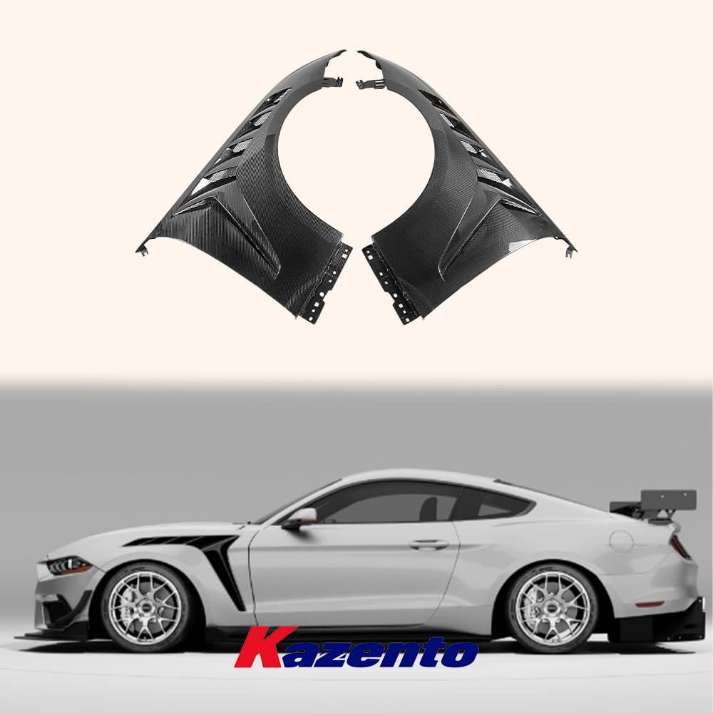 Kazento For Ford Mustang S650 2024 GT Style Vented Carbon Fiber Side Front Fender Pair Kazento Carbon Parts 车身侧板 MUST24-FF-GTD-CF