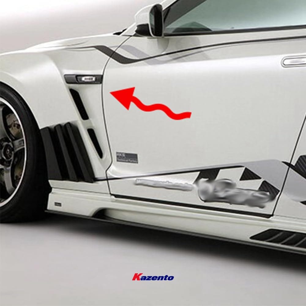 Kazento For Gtr R35 2013 For Nissan Ver Vrs Style Frp Front Fender With Louver Fin (Inc 6 Fins, Side Maker Use F51 Fuga) Fiber Glass Kazento Carbon Parts 车身侧板 R35-FF-VA-FRP