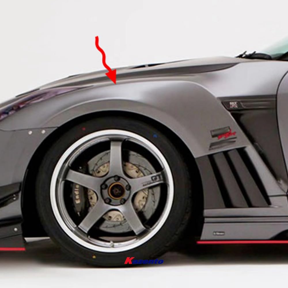 Kazento For Gtr R35 2013 For Nissan Ver Vrs Style Frp Front Fender With Louver Fin (Inc 6 Fins, Side Maker Use F51 Fuga) Fiber Glass Kazento Carbon Parts 车身侧板 R35-FF-VA-FRP