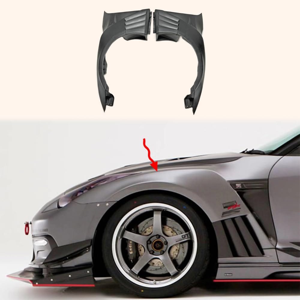 Kazento For Gtr R35 2013 For Nissan Ver Vrs Style Frp Front Fender With Louver Fin (Inc 6 Fins, Side Maker Use F51 Fuga) Fiber Glass Kazento Carbon Parts 车身侧板 R35-FF-VA-FRP