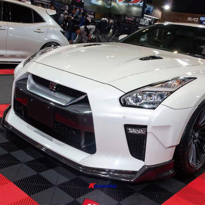 Kazento For GTR R35 2017 -2022 For Nissan Carbon Fiber BL Style Front Bumper Lip Splitter Kazento Carbon Parts 车身侧板 R35-FL-BLZ-17-CF