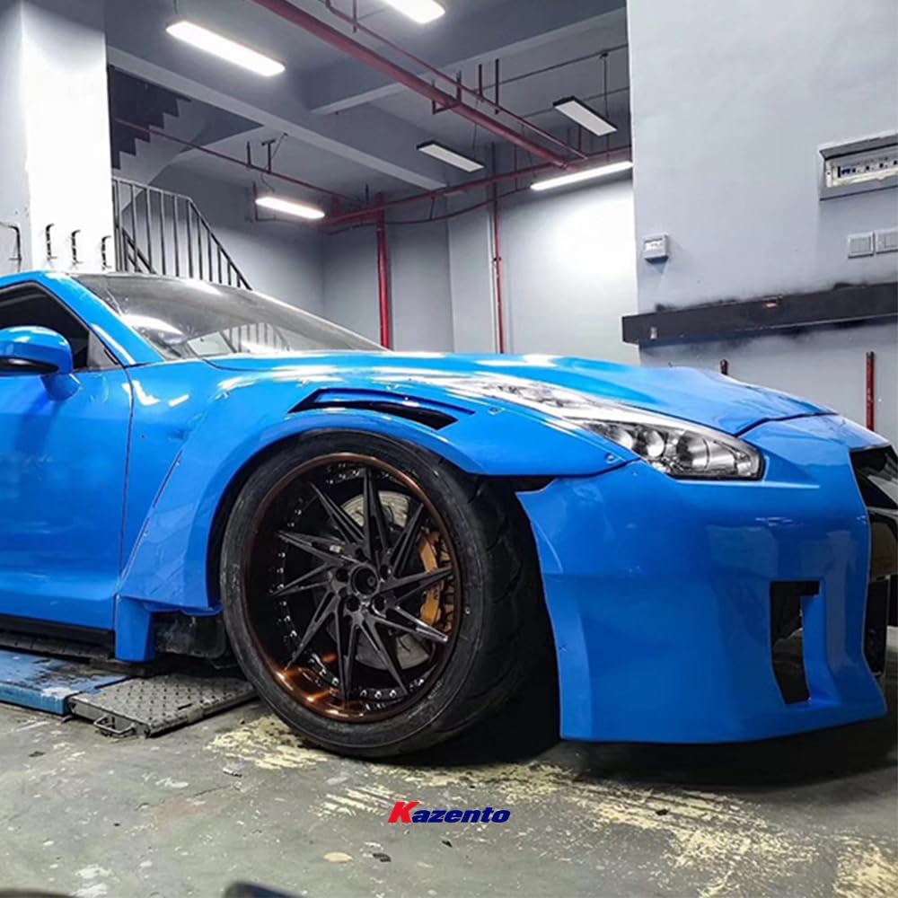 Kazento For Gtr R35 Cba Dba Lbv2 Style For Nissan Wide Front Fender Fiber Glass Kazento Carbon Parts 车身侧板 R35-FF-LB-V2-FRP