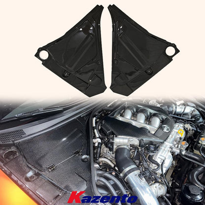 Kazento For GTR R35 For Nissan Front Engine Bay Compartment Cover Carbon Fiber Pair Kazento Carbon Parts 车身侧板 R35-COMPART-OE-CF