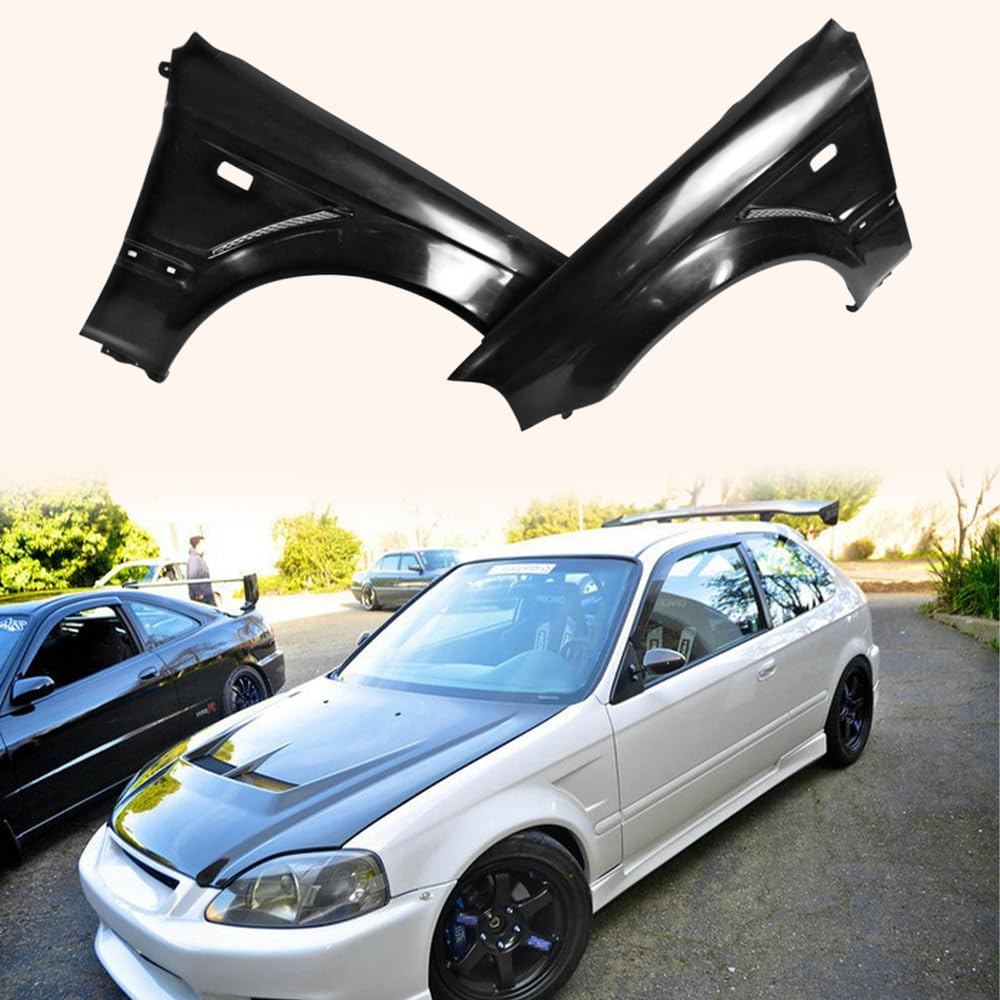 Kazento For Honda 99-00 Ek Civic Hatch Back Js Racing Front Fender +20Mm Fiber Glass Kazento Carbon Parts 车身侧板 EK-FF-990-JS-FRP