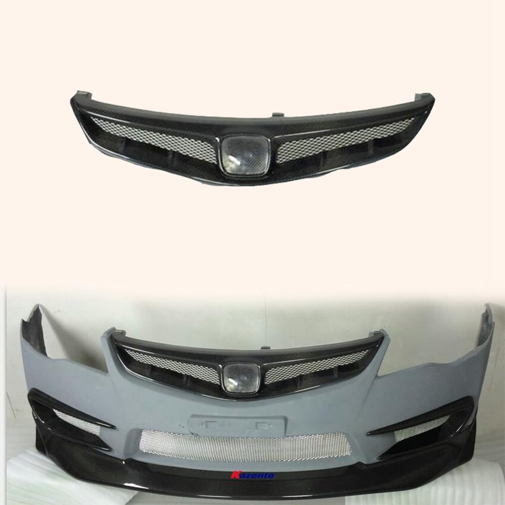 Kazento For HONDA Civic 06-08 FD2 MU2 Style Carbon Fiber Front Bumper Grill (JDM only) Kazento Carbon Parts 车身侧板 FD2-FG-MU2-CF