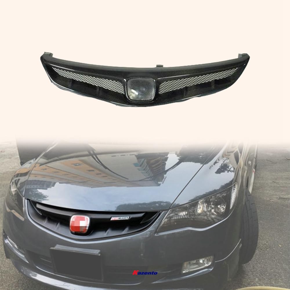 Kazento For HONDA Civic 06-08 FD2 MU2 Style Carbon Fiber Front Bumper Grill (JDM only) Kazento Carbon Parts 车身侧板 FD2-FG-MU2-CF