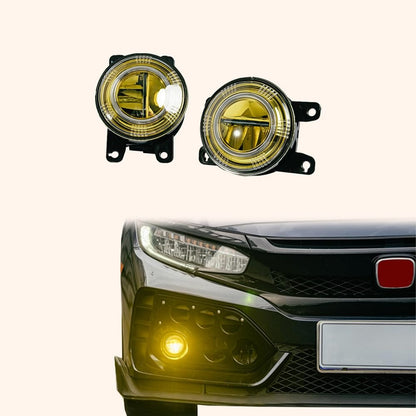 Kazento For Honda Civic 10th FC FK7 FK8 16-21 ABS Modified Front Bumper Fog Light Kazento Carbon Parts 车身侧板 Yellow FCFK7FK8-FOGLT-Y-MD-ABS