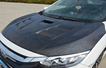 Kazento For Honda CIVIC 10th FC Sedan 16-20 EVO Style Cooling Vented Hood Carbon Fiber