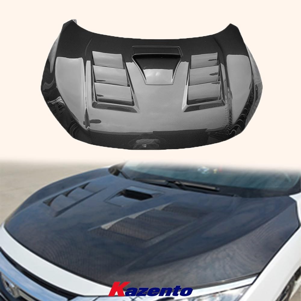 Kazento For Honda CIVIC 10th FC Sedan 16-20 EVO Style Cooling Vented Hood Carbon Fiber