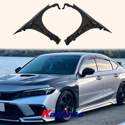 Kazento For Honda Civic 11th 2022 2023 FE1 (Sedan Only) Honeycom Carbon Fiber Vented Fender Kazento Carbon Parts 车身侧板 FL1-FF-V1-HCF