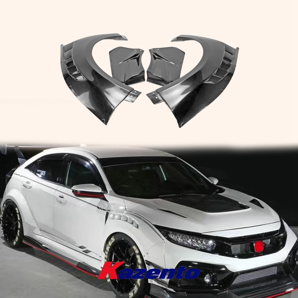 Kazento For HONDA Civic 17 onwards Type R FK8 VRS-W Type Carbon Fiber Front Fender 4Pcs