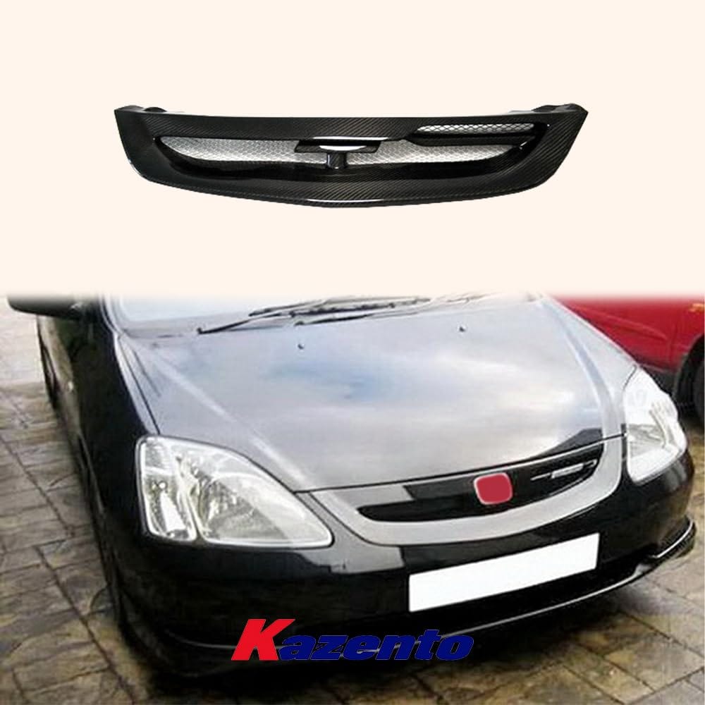 Kazento For Honda Civic EP Hatchback 02-03 MUG Style Carbon Fiber Front Bumper Grille Kazento Carbon Parts 车身侧板 EP-FG-023-CF