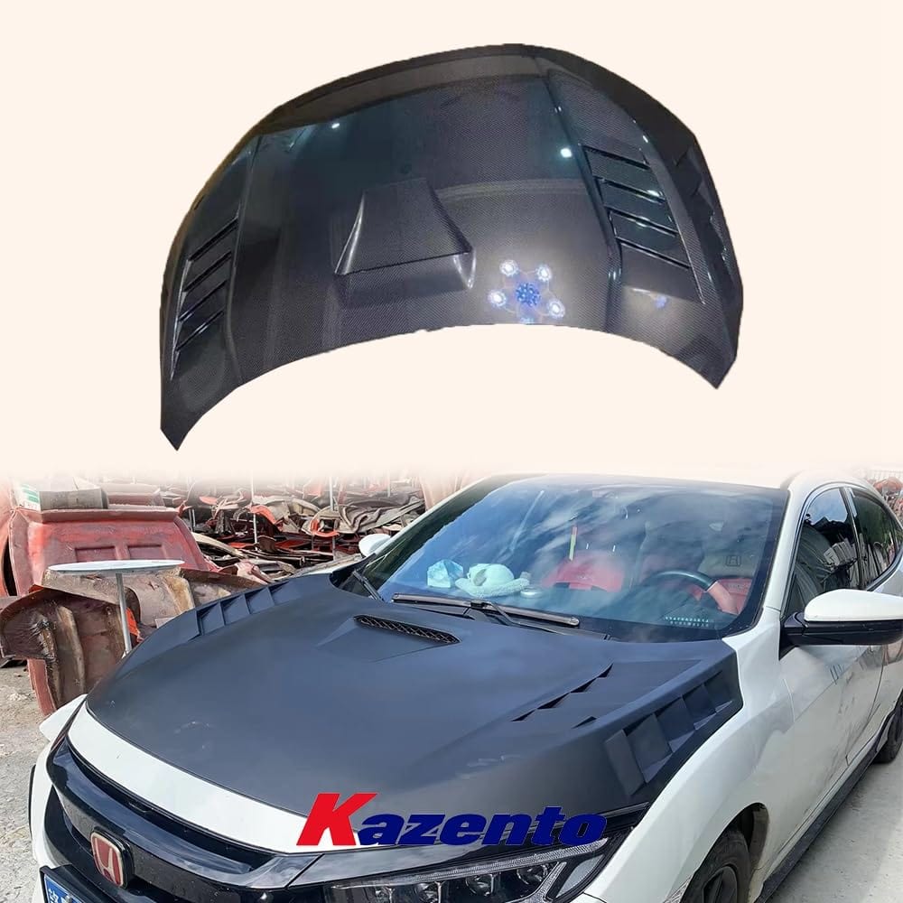 Kazento For Honda Civic FC FK7 2016-2022 Carbon Fiber ADL Style Vented Front Hood Bonnet Kazento Carbon Parts 引擎盖 Carbon Fiber FC-HOOD-ADL-CF