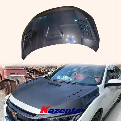 Kazento For Honda Civic FC FK7 2016-2022 Carbon Fiber ADL Style Vented Front Hood Bonnet Kazento Carbon Parts 引擎盖 Carbon Fiber FC-HOOD-ADL-CF