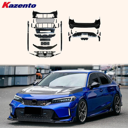 Kazento For Honda Civic FE FL Sedan 2023-24 PP TypeR Style Front Bumper Body Kits Kazento Carbon Parts 车身侧板 FEFL-FB-TR-PP