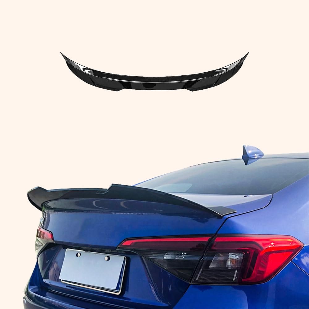 Kazento For Honda Civic FE1 Sedan 22-24 ABS Glossy Black C Type Rear Ductail Spoiler Lip