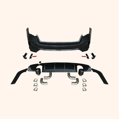 Kazento For Honda Civic FE1 Sedan PP TypeR Style Rear Bumper (side double exhaust exit) Kazento Carbon Parts 车身侧板 FE1-RB-SD-TR-PP