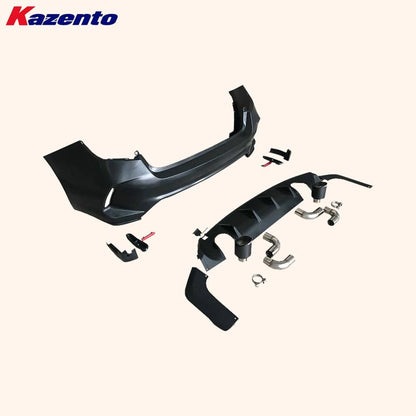 Kazento For Honda Civic FE1 Sedan PP TypeR Style Rear Bumper (side double exhaust exit) Kazento Carbon Parts 车身侧板 FE1-RB-SD-TR-PP