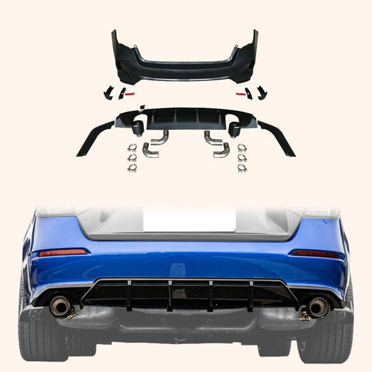 Kazento For Honda Civic FE1 Sedan PP TypeR Style Rear Bumper (side double exhaust exit) Kazento Carbon Parts 车身侧板 FE1-RB-SD-TR-PP