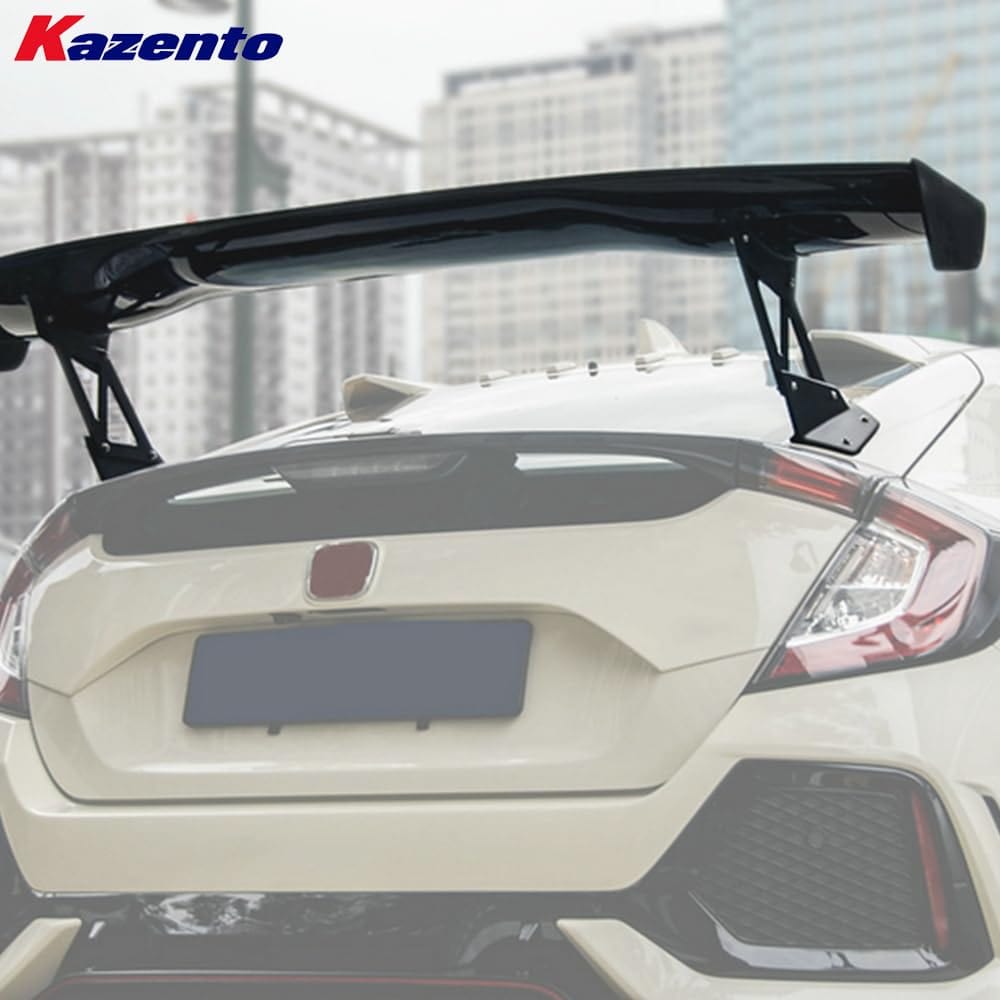 Kazento For Honda Civic FK7 FK8 VTX2 Style Fiberglass Unpaint Rear Trunk GT Spoiler Wing Kazento Carbon Parts 车身侧板 FK8-RS-GT-VTX2&-FRP