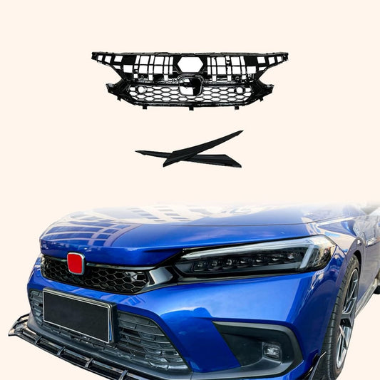 Kazento For Honda Civic FL1 22-24 Glossy Black Front Center Grille Replace Kazento Carbon Parts 车身侧板 TypeR Style FL1-FG-TR-ABS-BK
