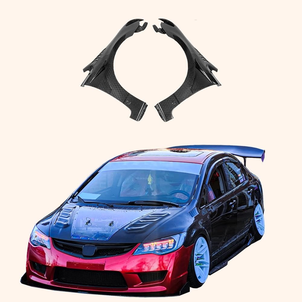 Kazento For Honda Civic Type R FD2 Sedan 4 Door 2007-11 JS Style Honeycomb Carbon Fender