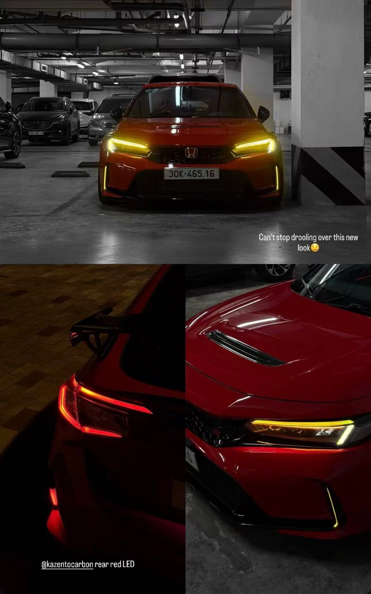 Kazento For Honda Civic Type R FL5 2023-24 ABS OE Style Rear Bumper LED with Line