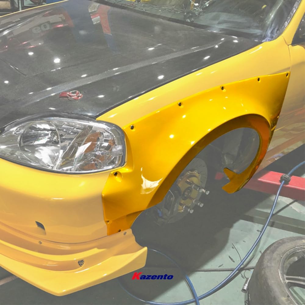 Kazento For Honda Ek9 Civic Ek9/4 Mm Style Front Fender Fiber Glass Kazento Carbon Parts 车身侧板 EK9-FF-MM-FRP