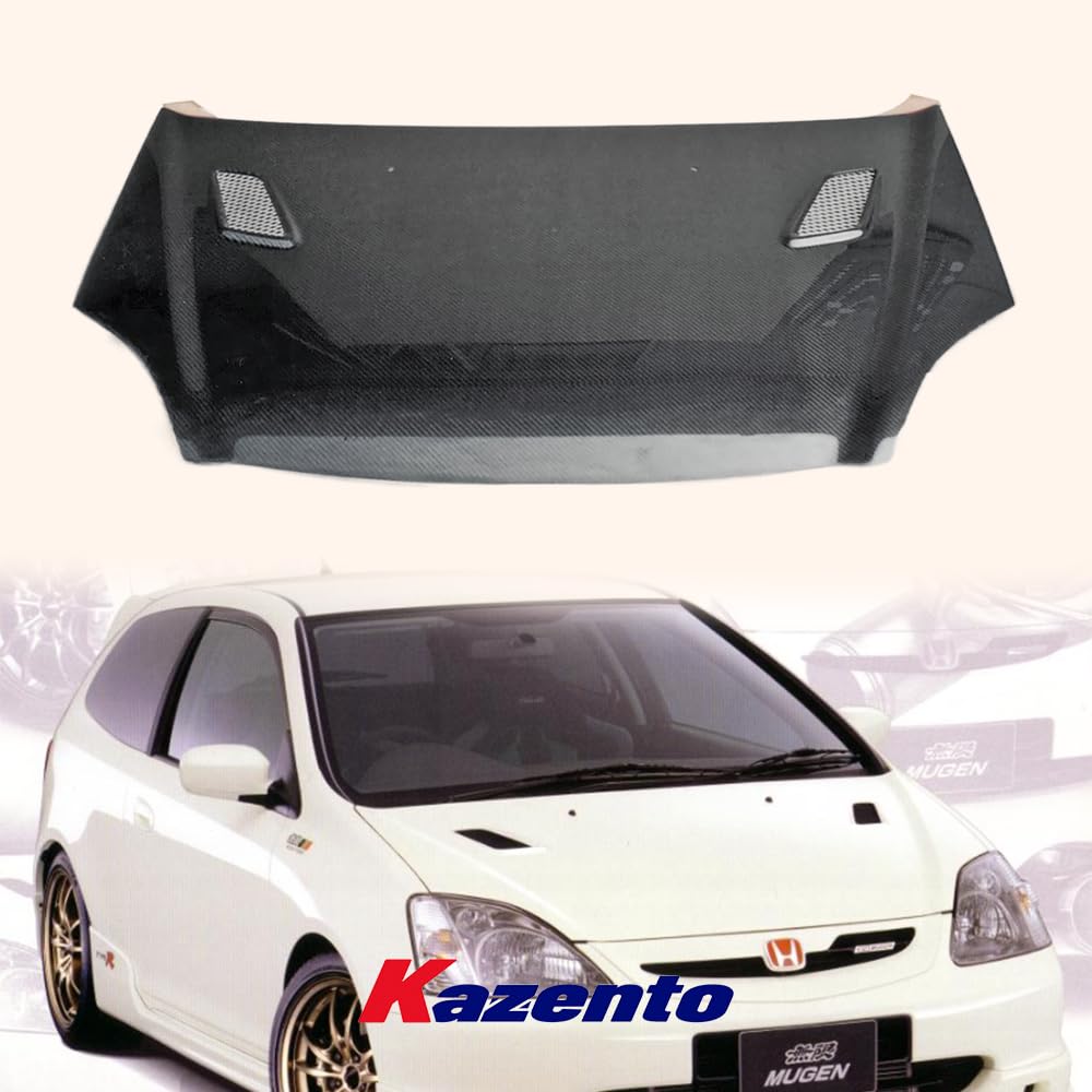 Kazento For Honda EP3 2002 Civic MU Style Vented Carbon Fiber Hood Bonnet Body Kits