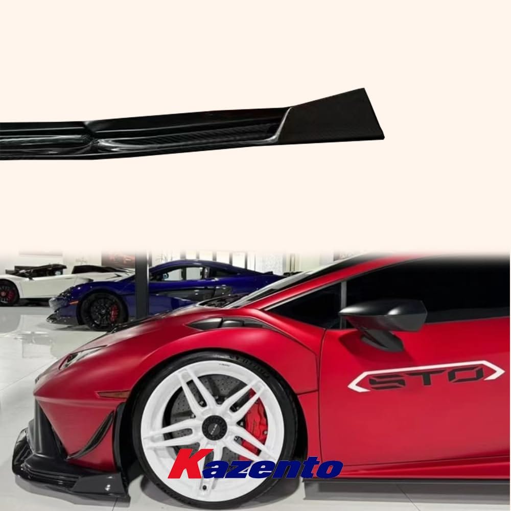 Kazento For Lamborghini Huracan STO 2022 V Style Dry Carbon Fiber Front Bumper Lip Kazento Carbon Parts 车身侧板 HURACAN-FL-STV-DCF