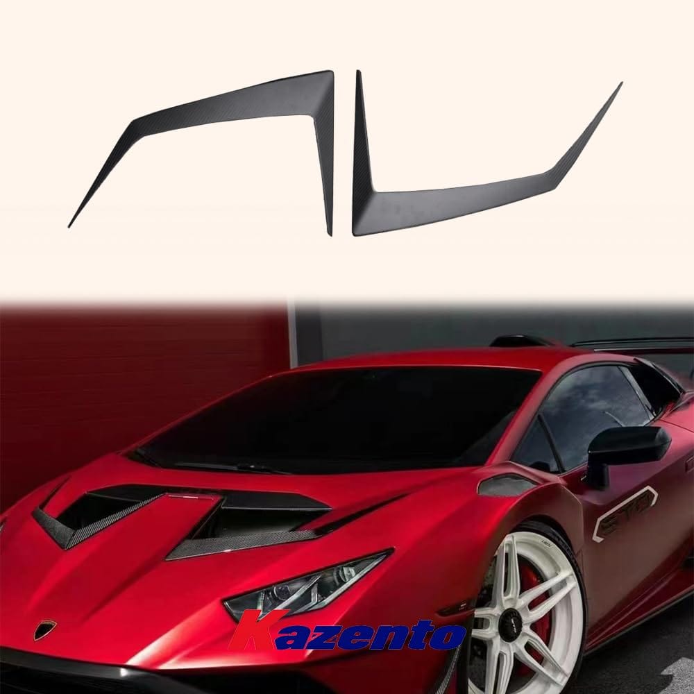 Kazento For Lamborghini Huracan STO 2022 V Style Dry Carbon Fiber Front Hood Vents Trim