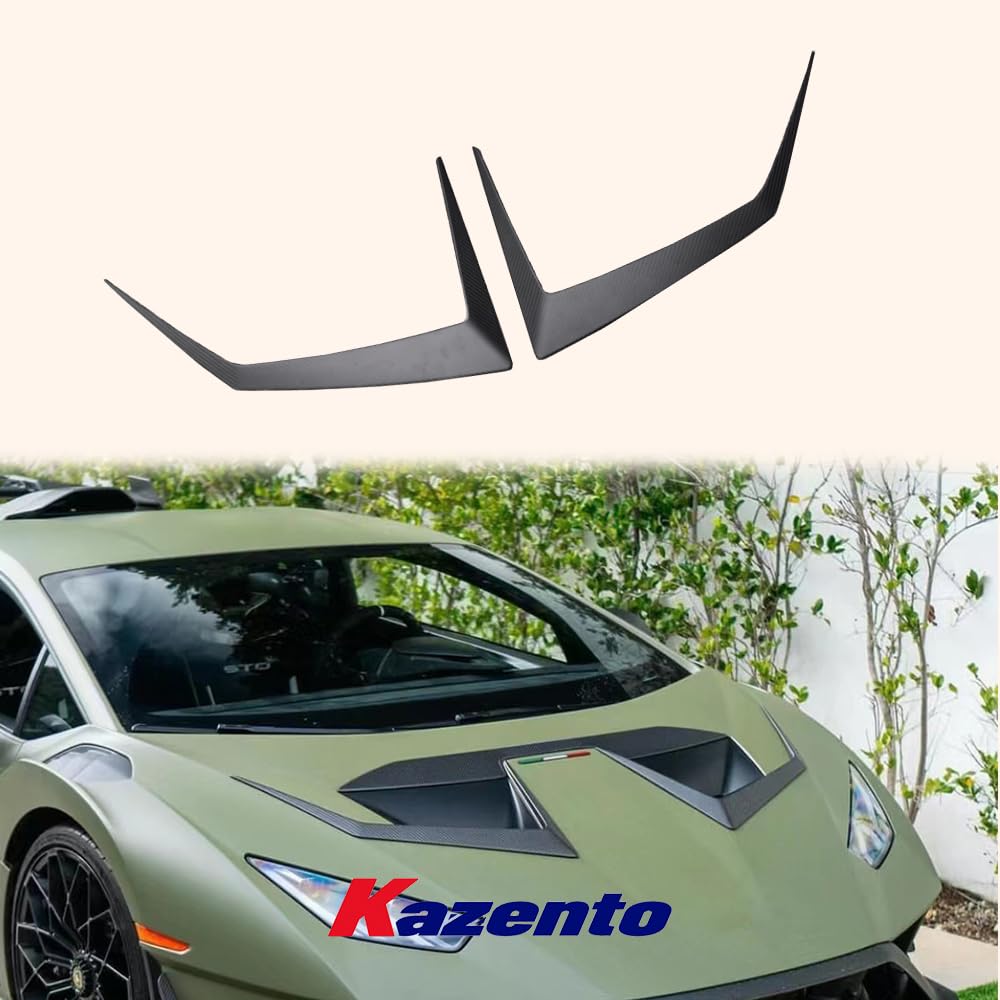 Kazento For Lamborghini Huracan STO 2022 V Style Dry Carbon Fiber Front Hood Vents Trim
