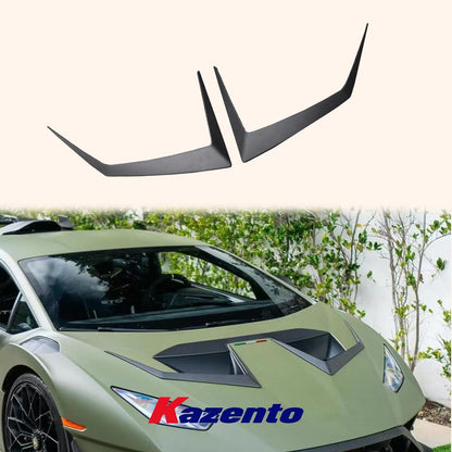 Kazento For Lamborghini Huracan STO 2022 V Style Dry Carbon Fiber Front Hood Vents Trim