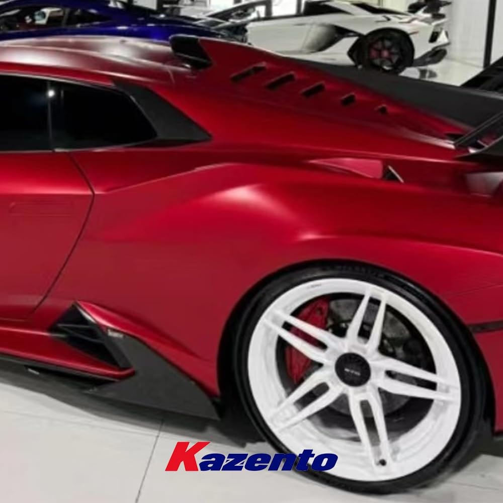 Kazento For Lamborghini Huracan STO 2022 V Style Dry Carbon Fiber Side Skirts Vents Trim