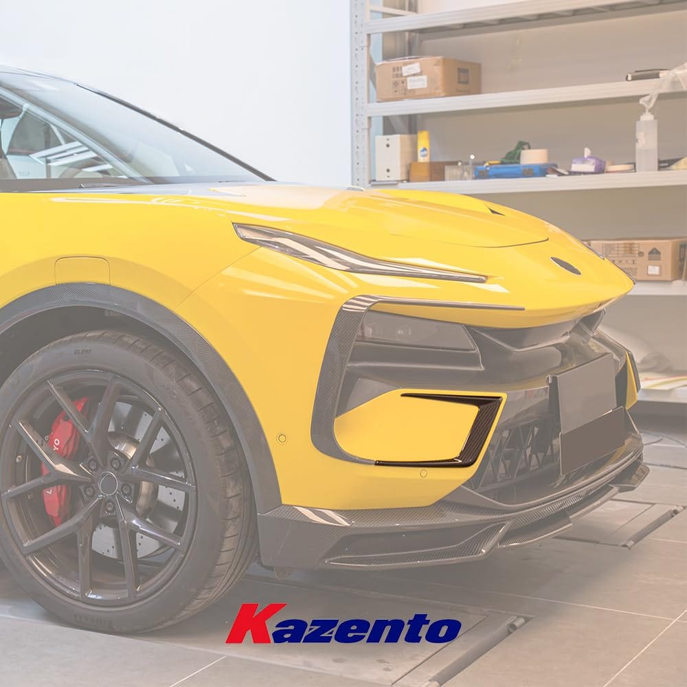 Kazento For Lotus Eletre PK Style Dry Carbon Fiber Front Bumper Lower Duct Vent Trim 2pc