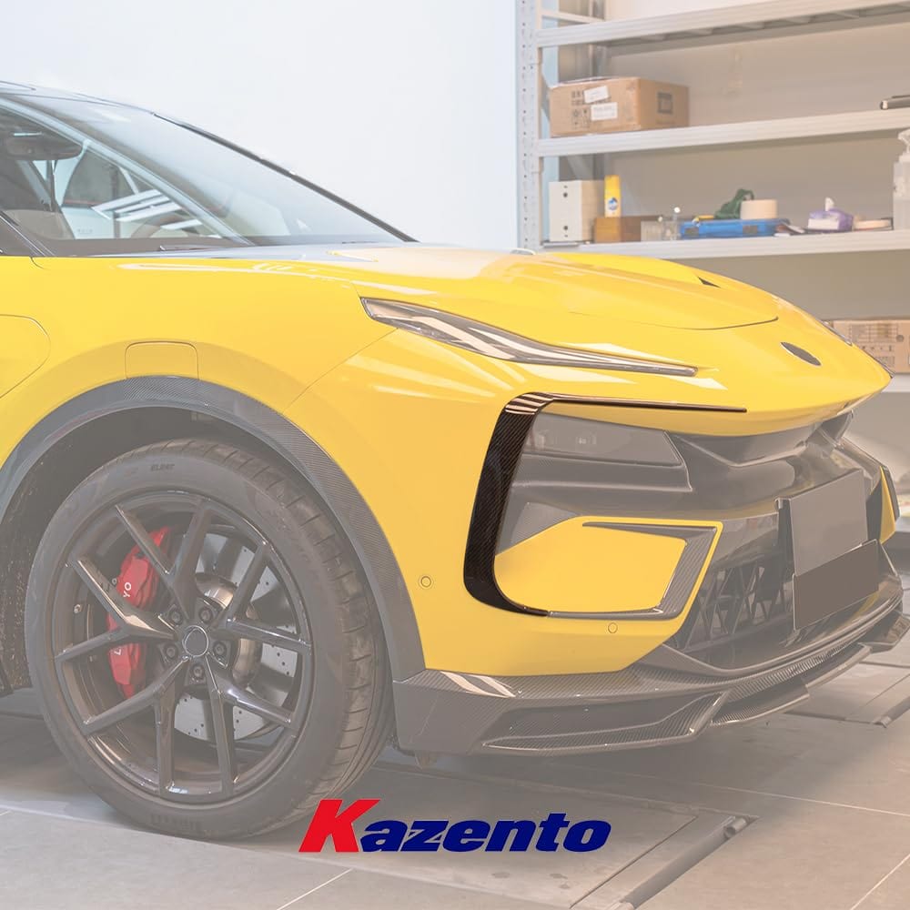 Kazento For Lotus Eletre PK Style Dry Carbon Fiber Front Bumper Upper Duct Vent Trim 2pc