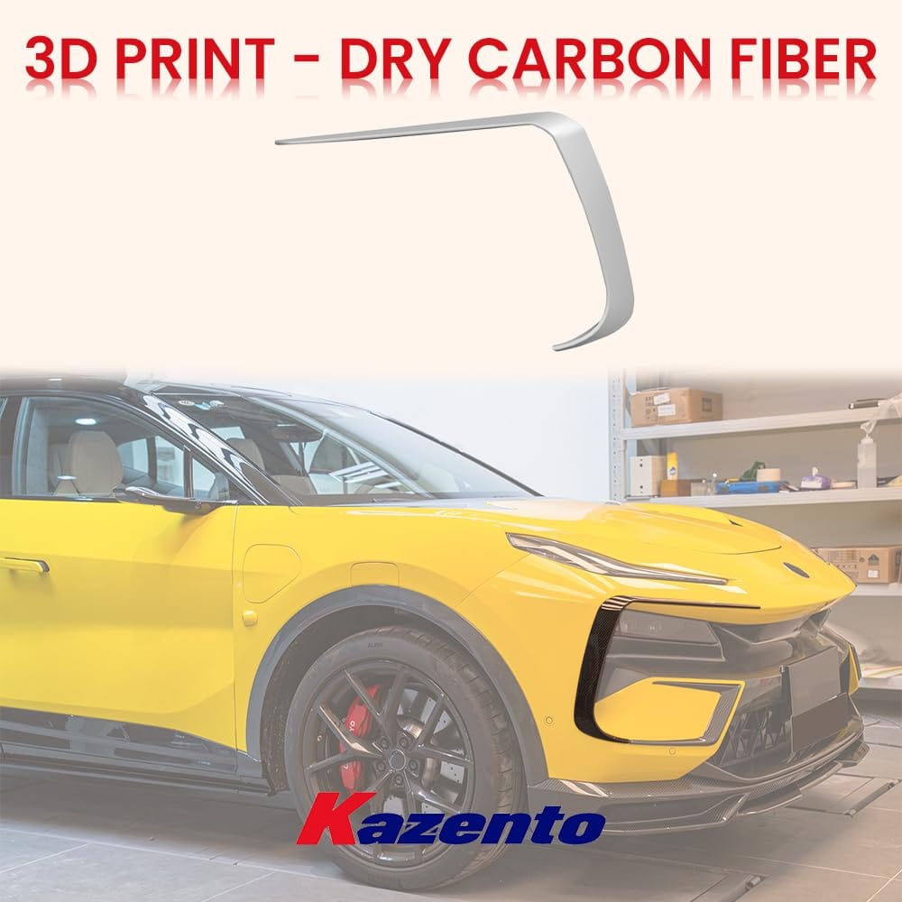 Kazento For Lotus Eletre PK Style Dry Carbon Fiber Front Bumper Upper Duct Vent Trim 2pc