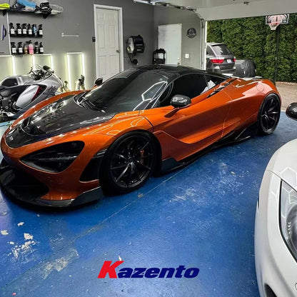 Kazento For Maclaren 720 720S KZ Style Dry Carbon Fiber Side Skirts Add On Splitter