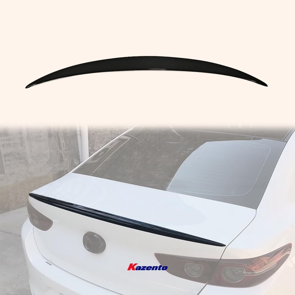 Kazento For MAZDA 3 2019-2023 DU Style Rear Bumper Trunk Spoiler Wing  Lip Carbon Fiber
