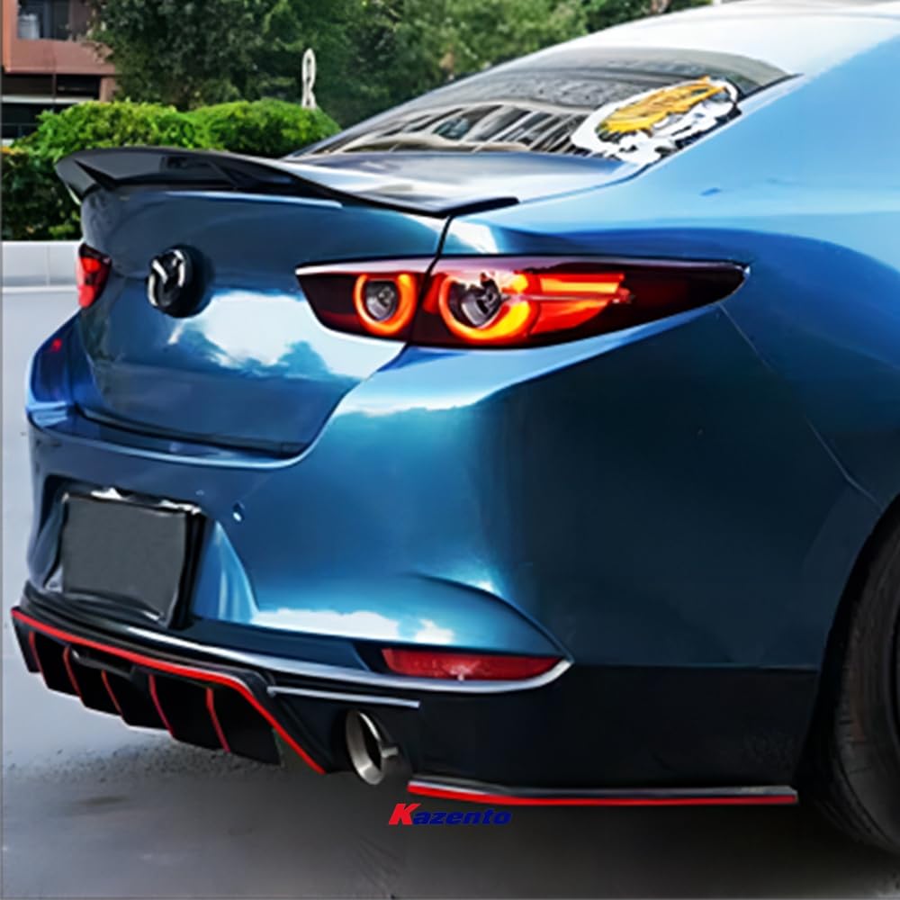 Kazento For MAZDA 3 2019-2023 R Style Rear Bumper Trunk Spoiler Wing  Lip Carbon Fiber Kazento Carbon Parts 车身侧板 MAZDA3-RS-R-CF