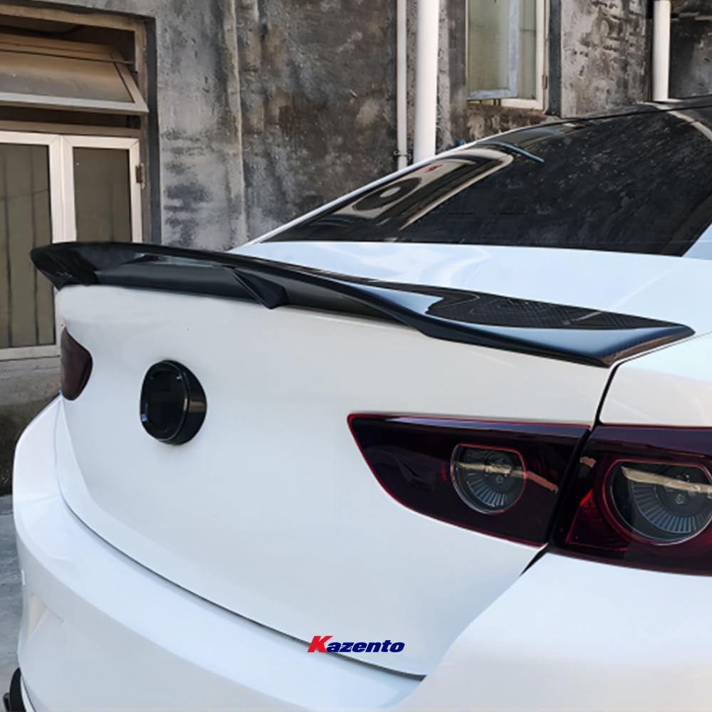 Kazento For MAZDA 3 2019-2023 R Style Rear Bumper Trunk Spoiler Wing  Lip Carbon Fiber Kazento Carbon Parts 车身侧板 MAZDA3-RS-R-CF