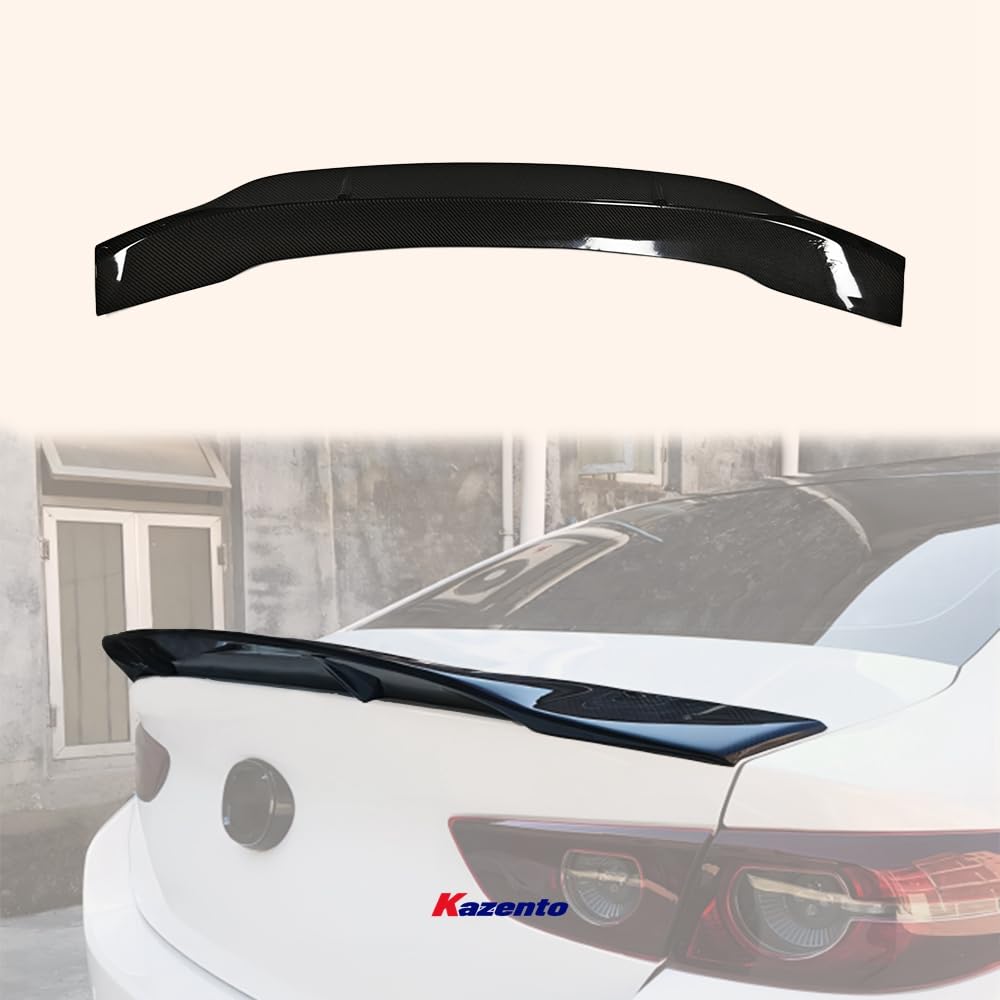 Kazento For MAZDA 3 2019-2023 R Style Rear Bumper Trunk Spoiler Wing  Lip Carbon Fiber Kazento Carbon Parts 车身侧板 MAZDA3-RS-R-CF