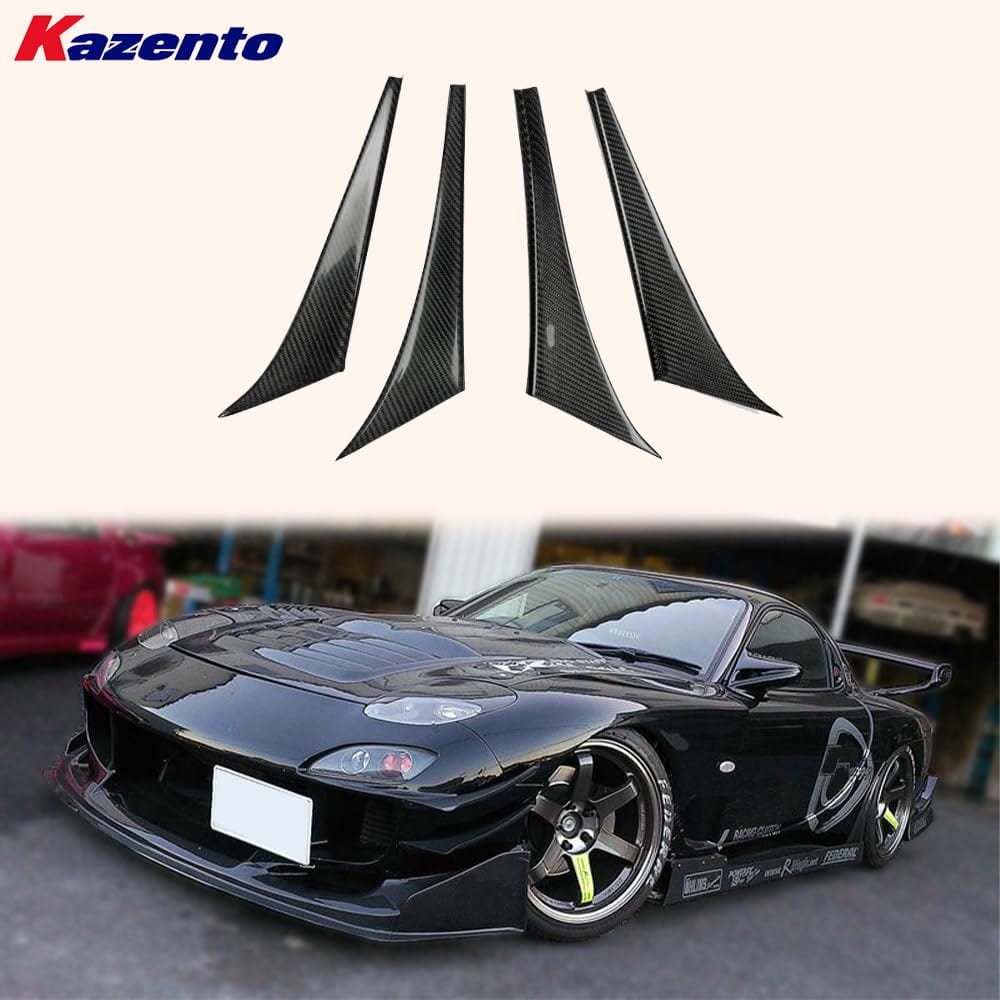 Kazento For Mazda RX-7 FD Coupe 2 Door 1991-02 R-Magic Carbon Front Bumper Canard 4pcs Kazento Carbon Parts 车身侧板 RX7-CANA-MAGIC-CF