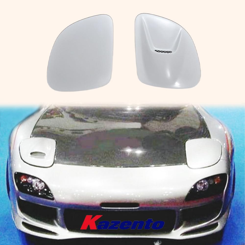 Kazento For Mazda RX-7 FD RX7 FD3S NACA FRP Unpaint Front Bumper Vent Headlight Cover Kazento Carbon Parts 车身侧板 FD3S-HL-V-2P-FRP