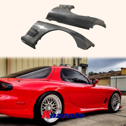 Kazento For Mazda RX-7 FD RX7 FD3S OE Style Carbon Fiber Front Bumper Fender Pair